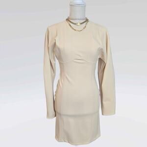 Zara NEW Women's Sz Small Peachy Beige Stretchy Bodycon Corset Midi Dress